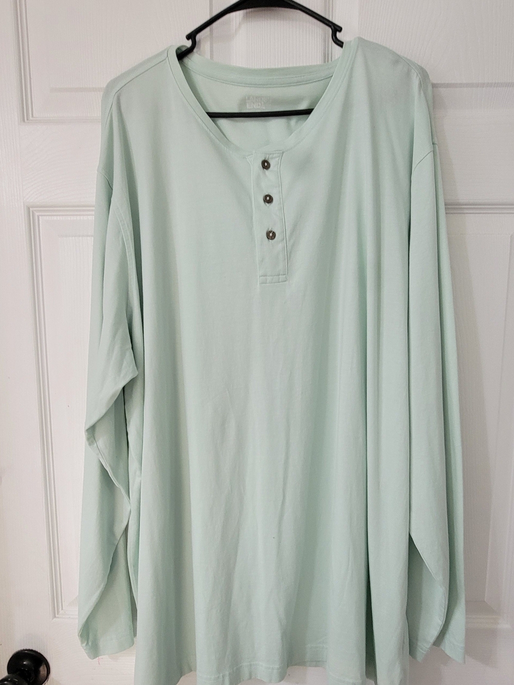 Lands' End Men's Long-Sleeve Henley in Light Mint